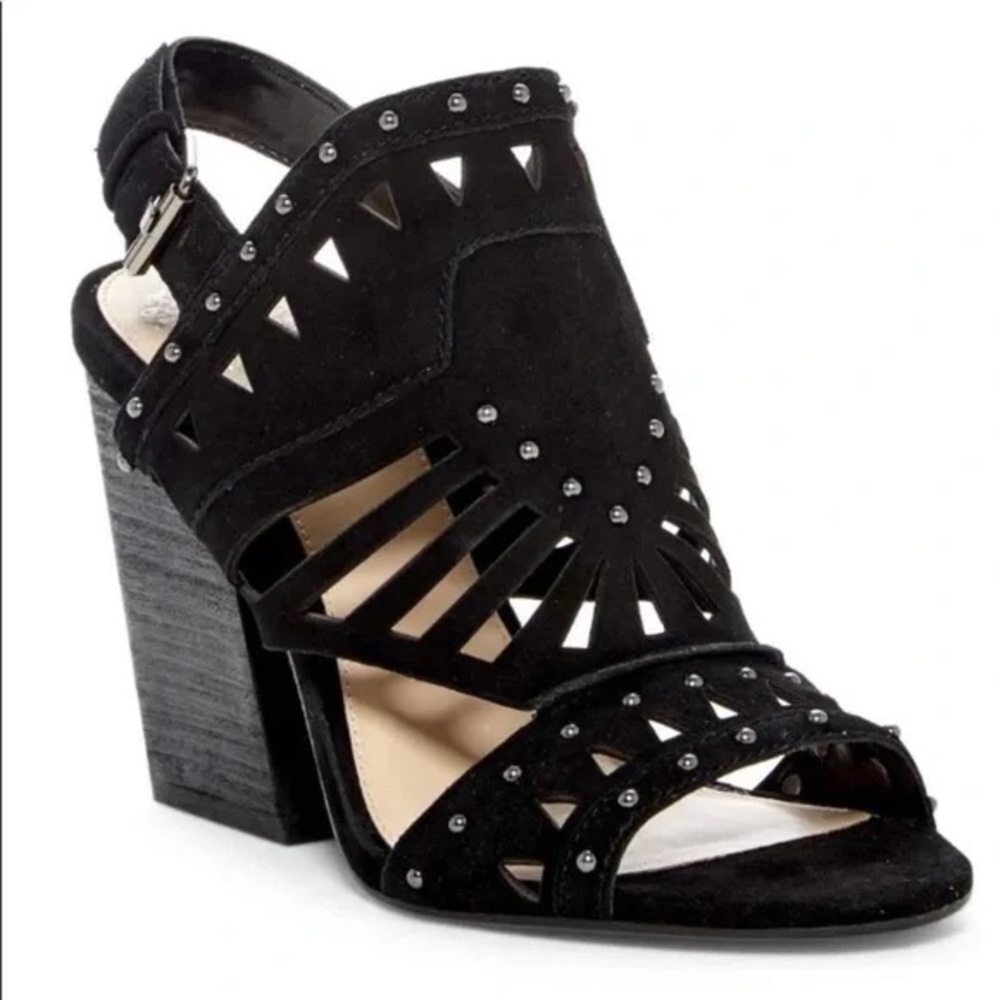 Vince Camuto Reston suede studded block heel sandals